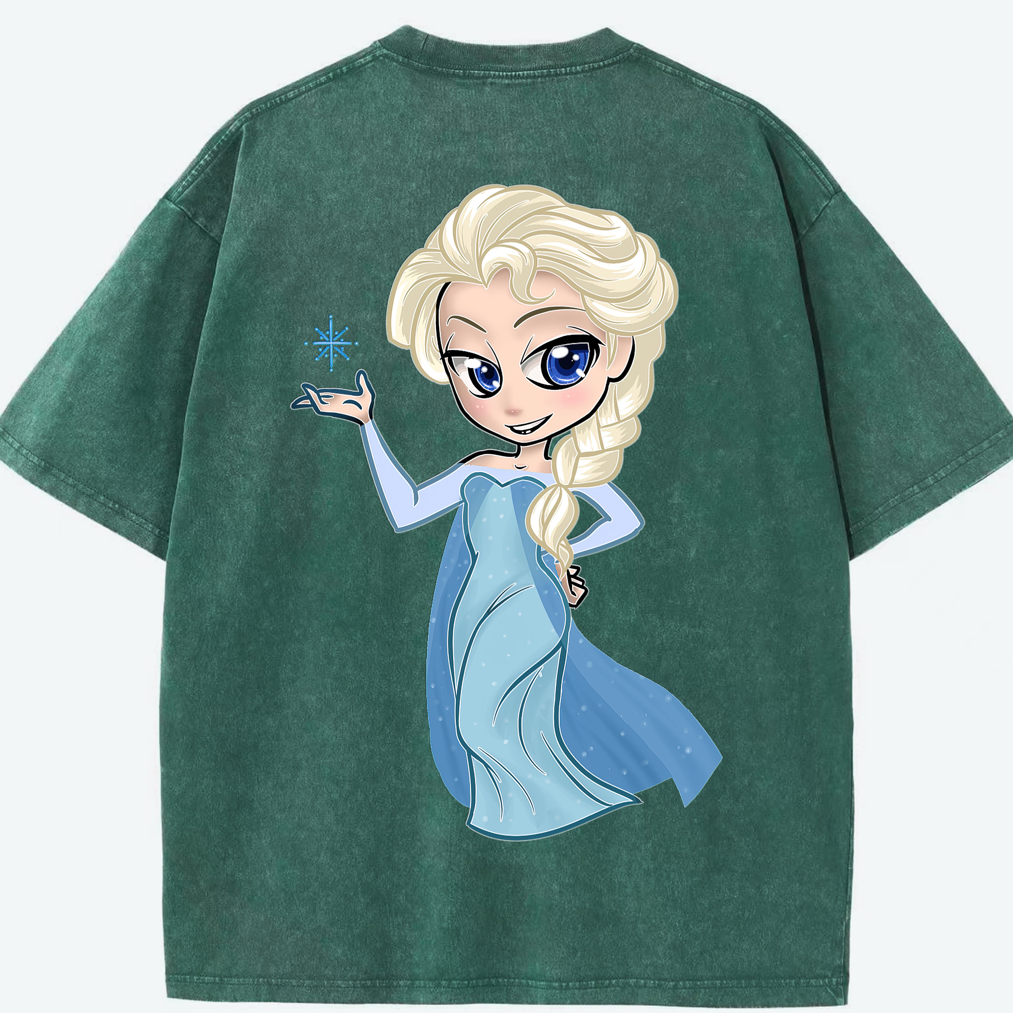 （画像用） アナと雪の女王 アンナ エルサ Frozen Anna Elsa 綿100% ヴィンテージ風 半袖Tシャツ（背面プリント）